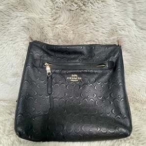 Coach Mae File Crossbody in Black Signature Embossed Leather